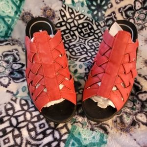 Romika red leather sandals